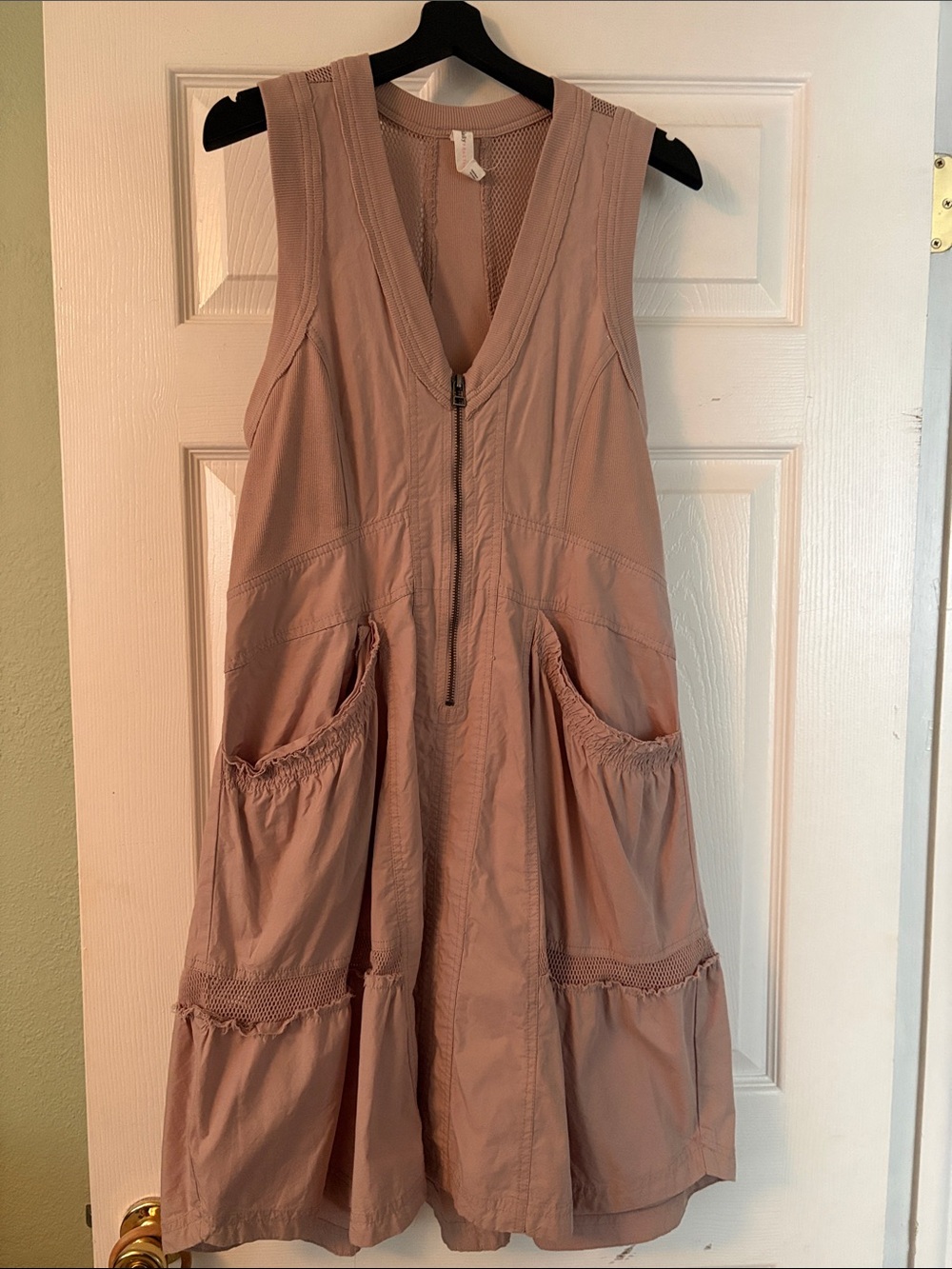 Daily Practice By Anthropologie Trek Utility Dress Mauve Mesh Sporty Zip